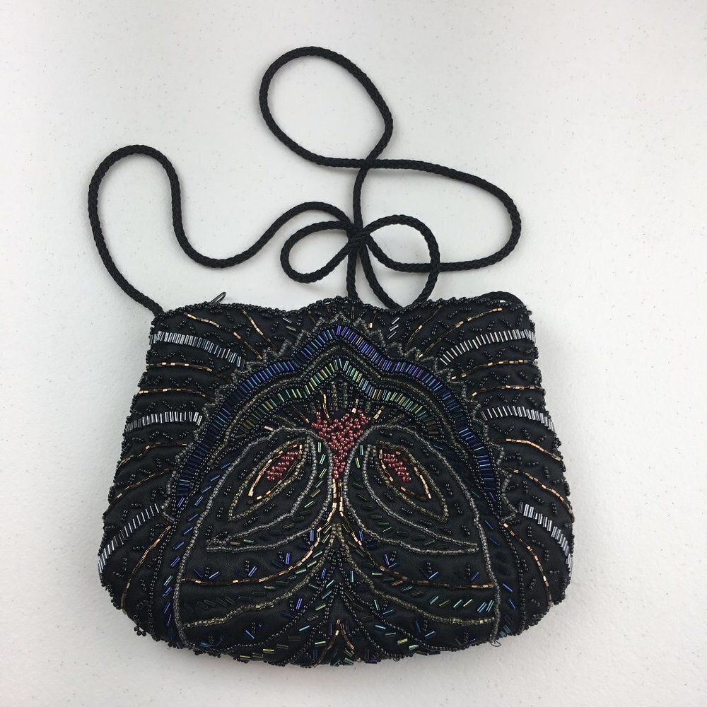 Carla MARCHI Black Metallic Sequin Evening Bag